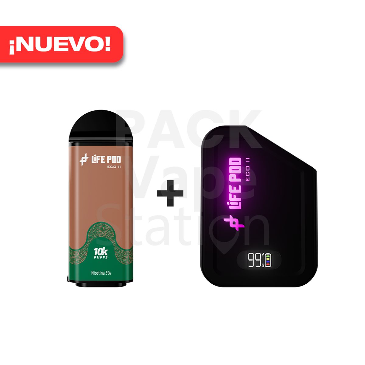 VAPE STATION - Pack Life Pod Eco II - 10000 Puffs - Capuccino