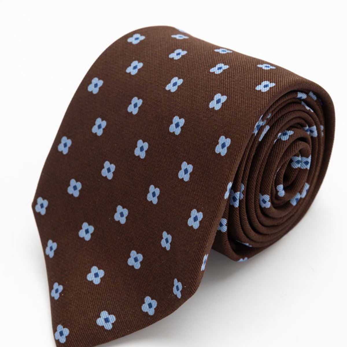 ANDREW'S TIES - CORBATA MARRON FLORES CELESTES