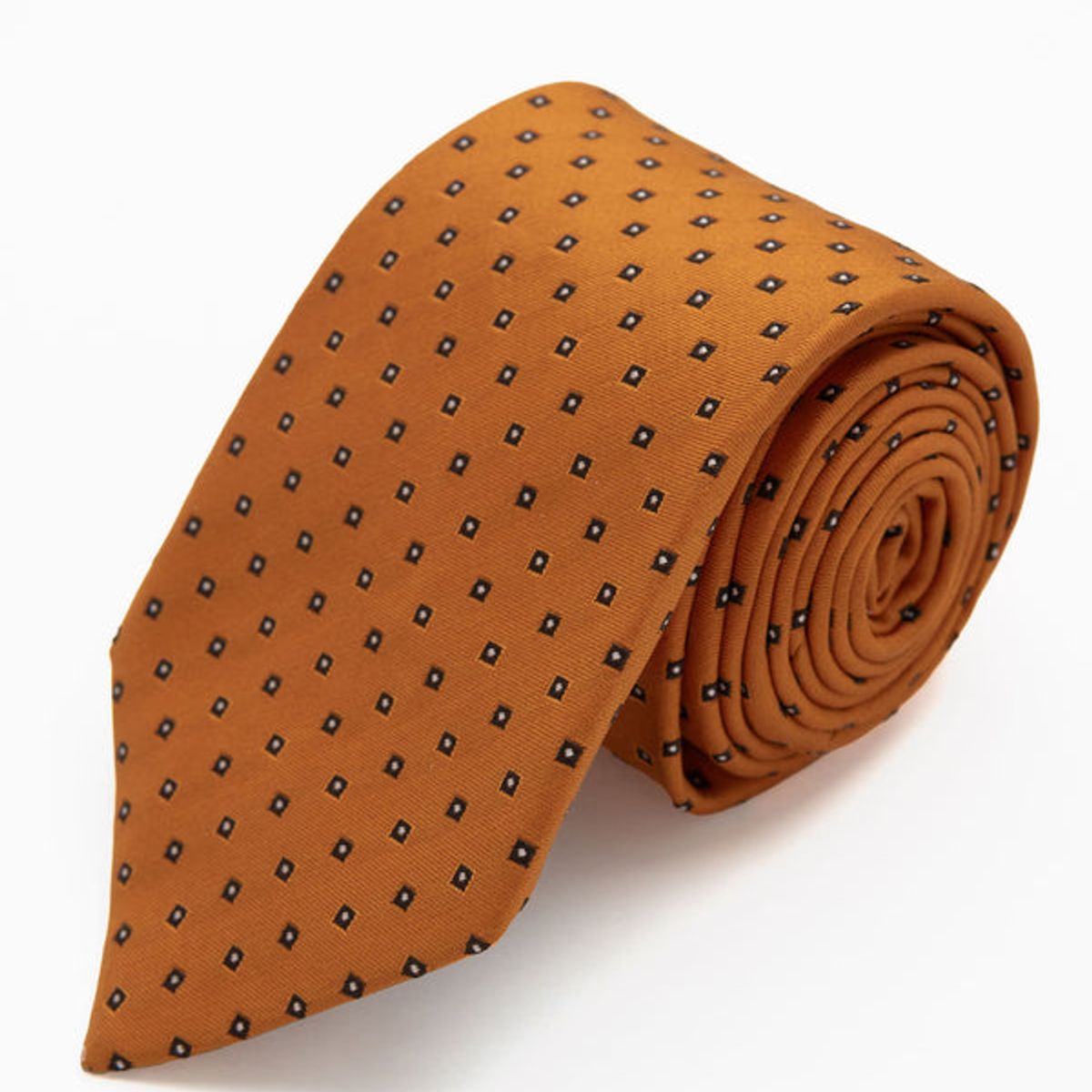ANDREW'S TIES - CORBATA CORBATA NARANJA CUADROS NEGROS