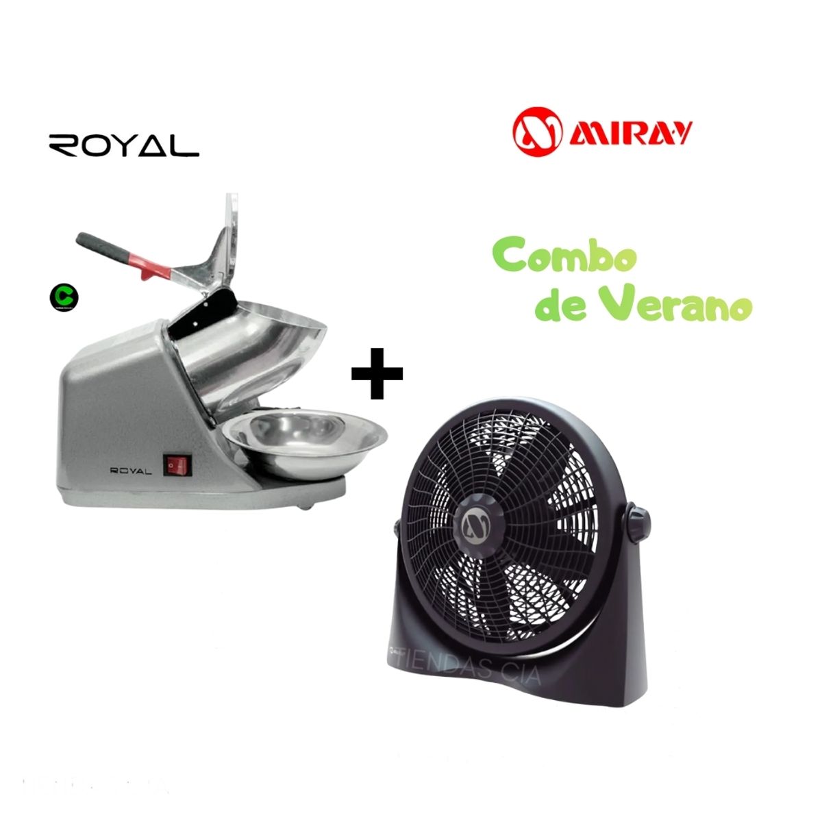 ROYAL - Combo Maquina Raspadillera ROYAL y Ventilador Miray VMC-1058