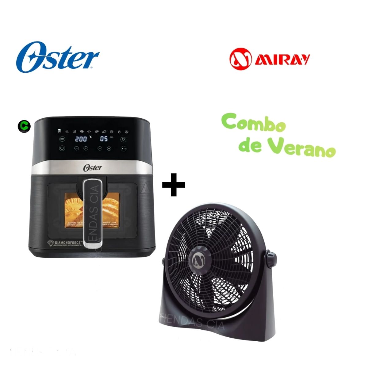 OSTER - Combo Freidora de aire Oster 4L y Ventilador Miray