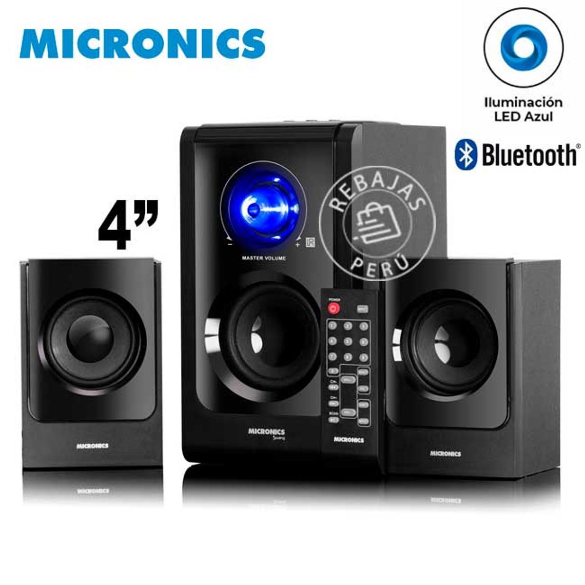 MICRONICS - Parlante 2.1 Micronics Swing MIC S6001BT Bluetooth 10m Sound System 4”
