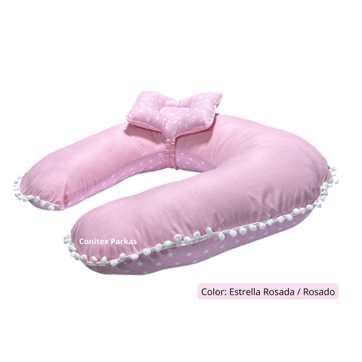 GENERICO - Almohada de Lactancia Premium Estrella Rosado y reverso Rosado