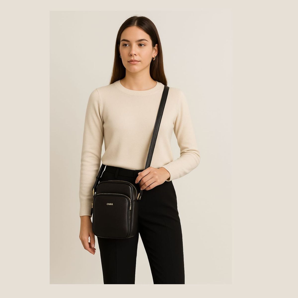 QARA - Morral de Cuero Genuino para Mujer QARA Compacto Elegante y Funcional