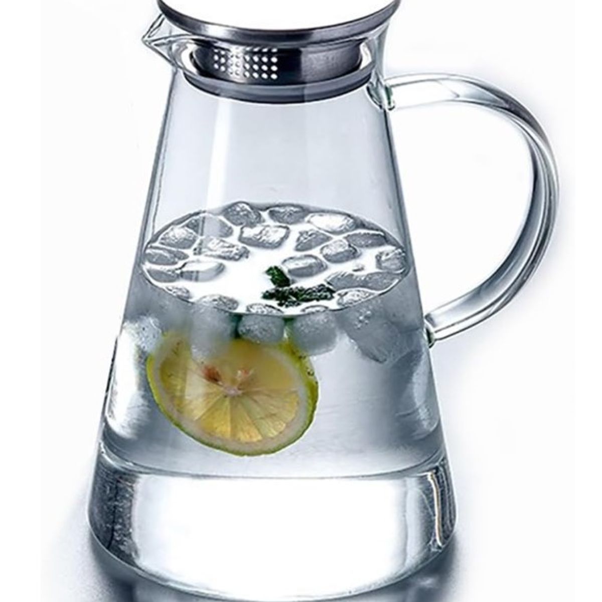 GENERICO - Jarra de Vidrio Triangular con Tapa de Acero 1.8 L