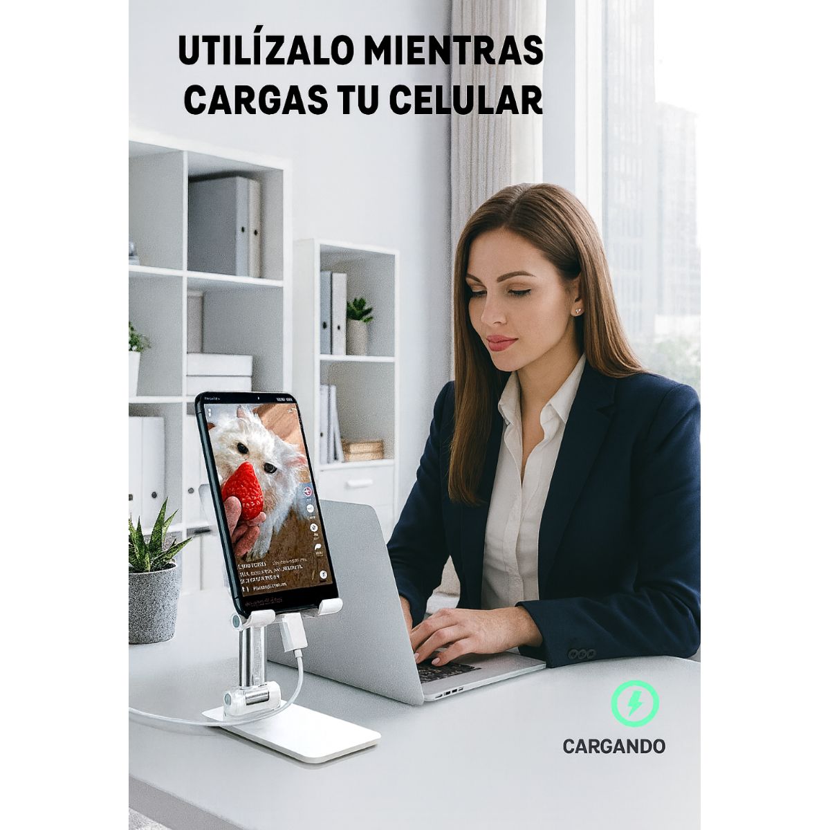 GENERICO - SOPORTE PORTA  CELULAR TELÉFONO HOLDER PLEGABLE PORTÁTIL BLANCO