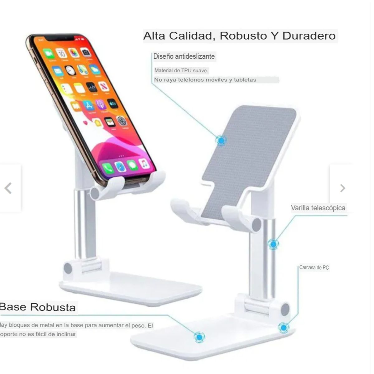 GENERICO - SOPORTE PORTA  CELULAR TELÉFONO HOLDER PLEGABLE PORTÁTIL BLANCO