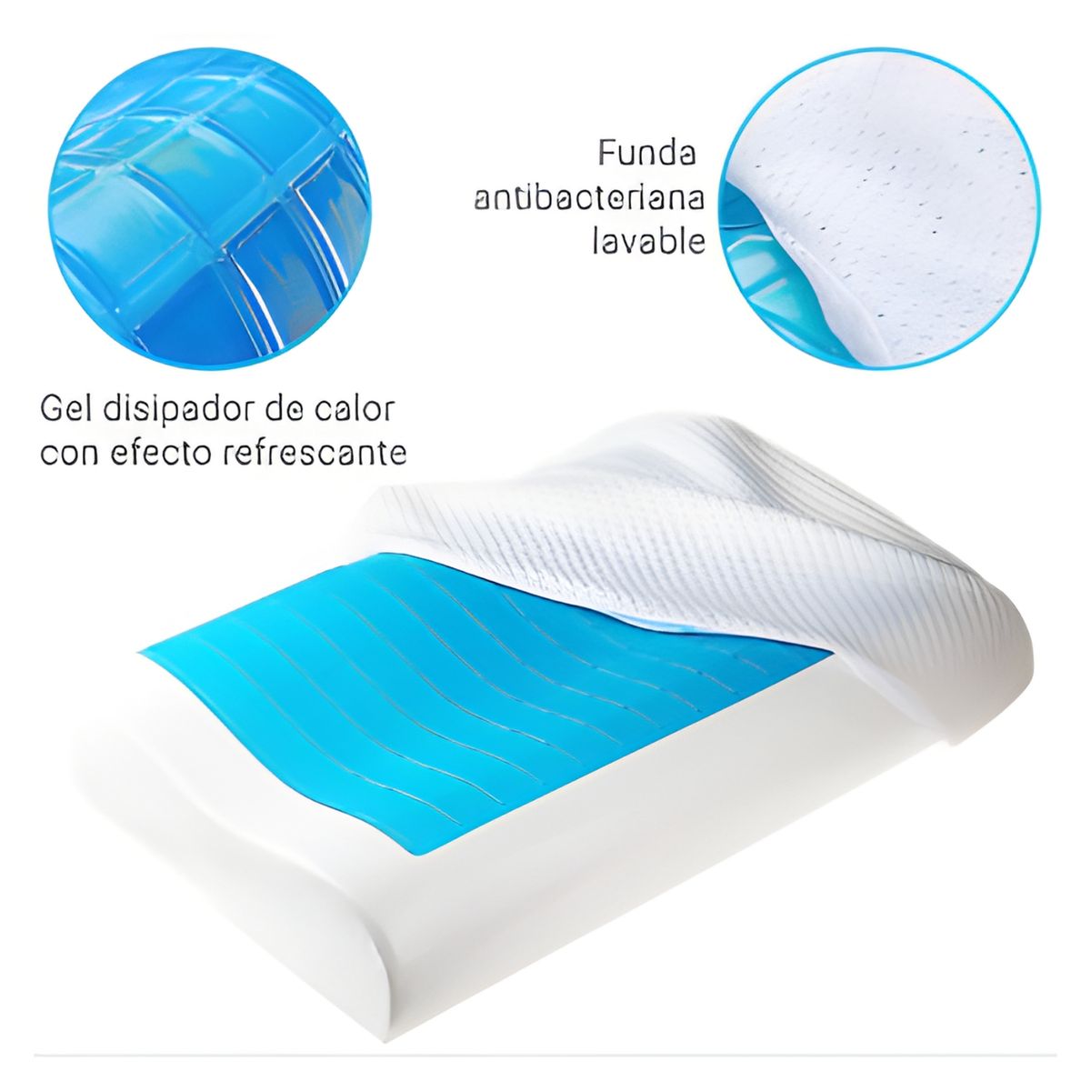 Almohada Viscoelástica Memory Foam con GEL x2 unidades, marca OEM - Foto 2