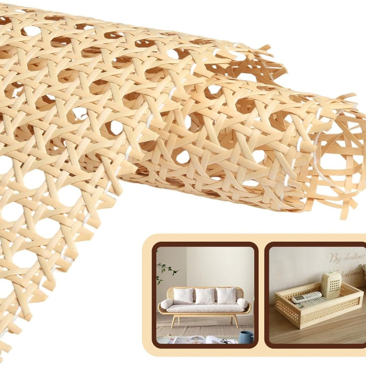 GENERICO - Esterilla - Ratán Rollo Sintético Tejido Octagonal para Muebles 50 cm ancho x 1m