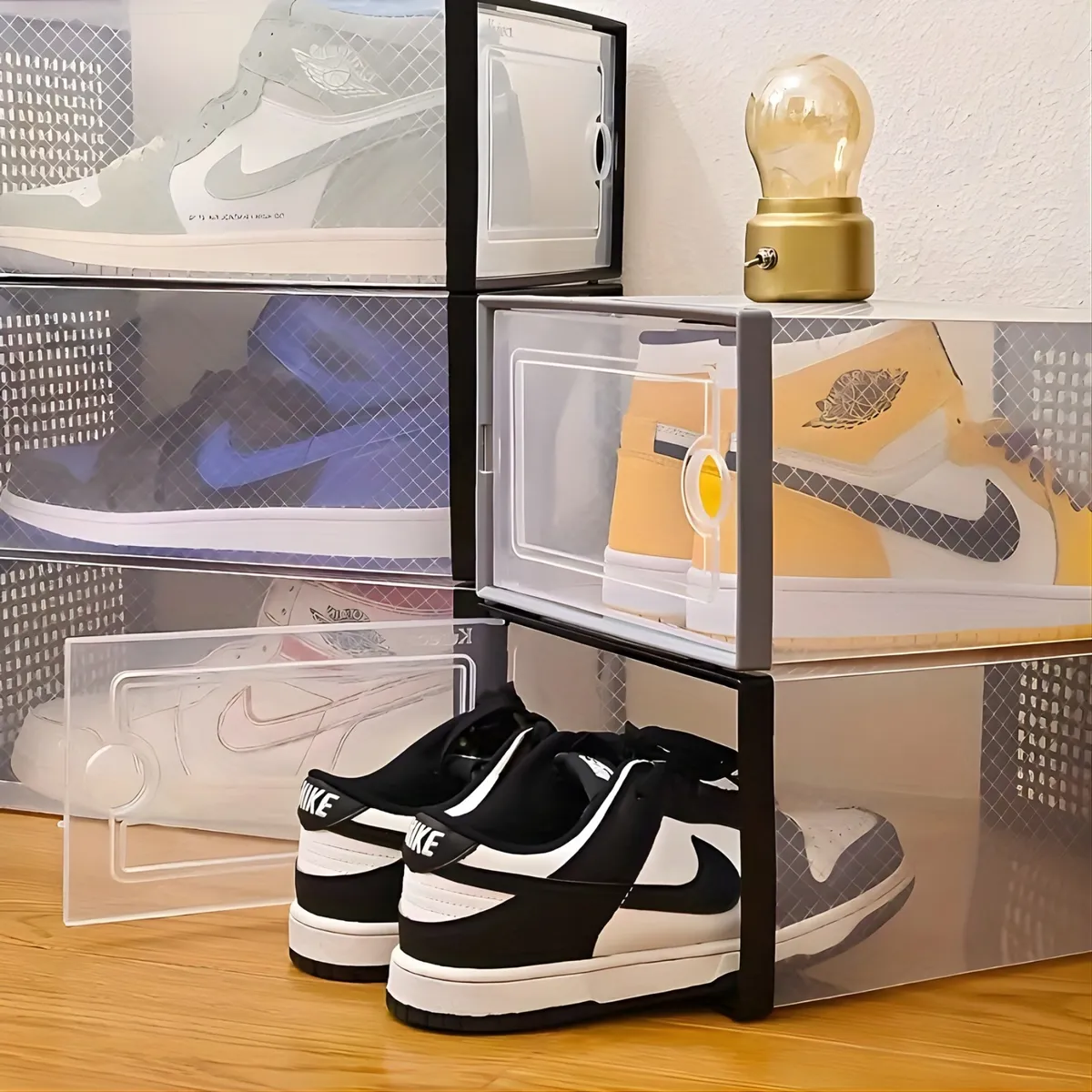 GENERICO - Pack x 10 Organizadores De Zapatos Con Sistema De Ventilación y Marco Doble Negro