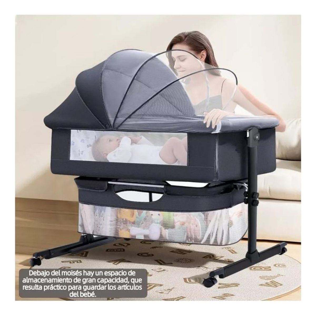 BLLOQ - Cuna Colecho Para Bebé + Cesta+ Mosquitero + Cambiador