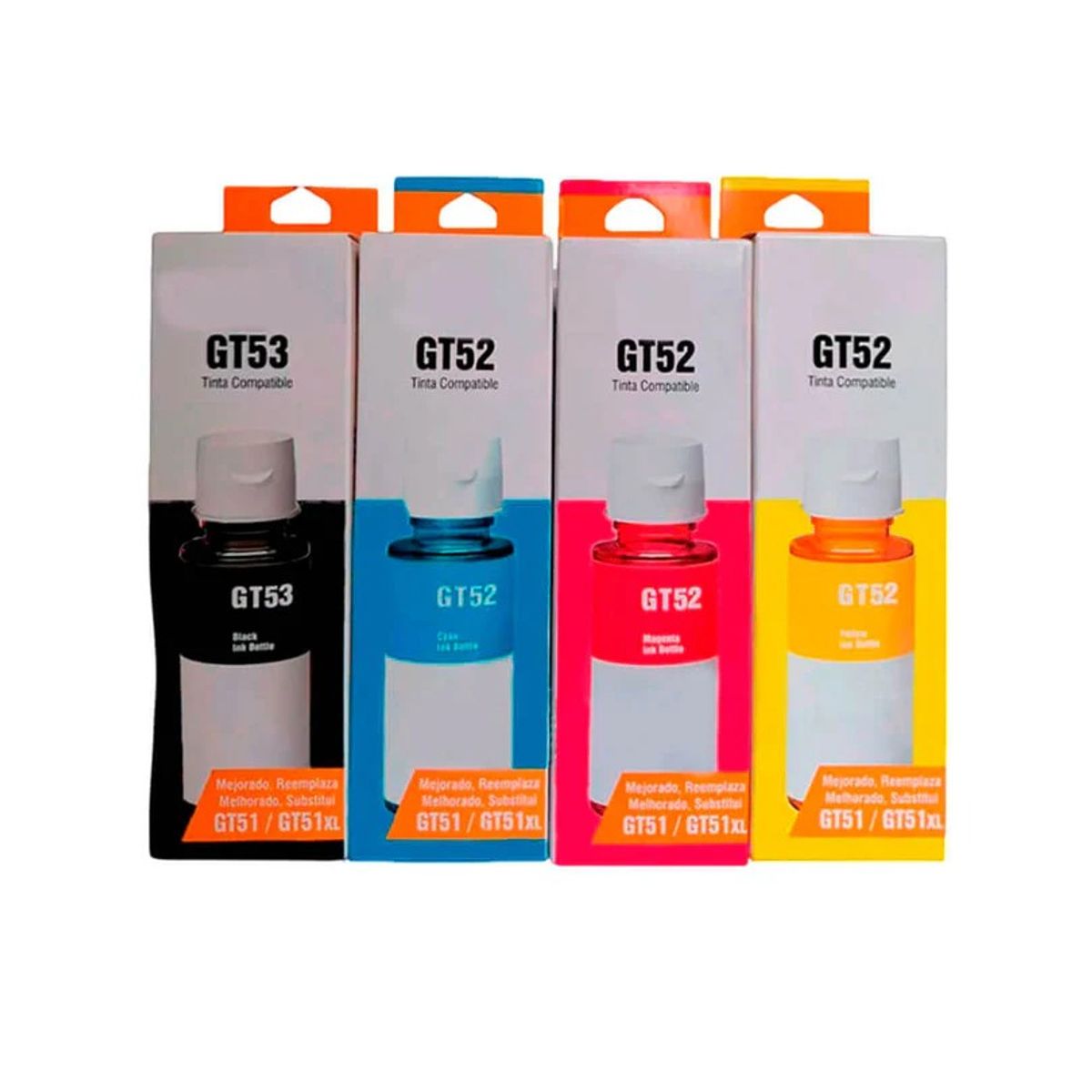 GENERICO - KIT TINTA HP GT52 GT53 COMPATIBLE PACK 4 COLORES