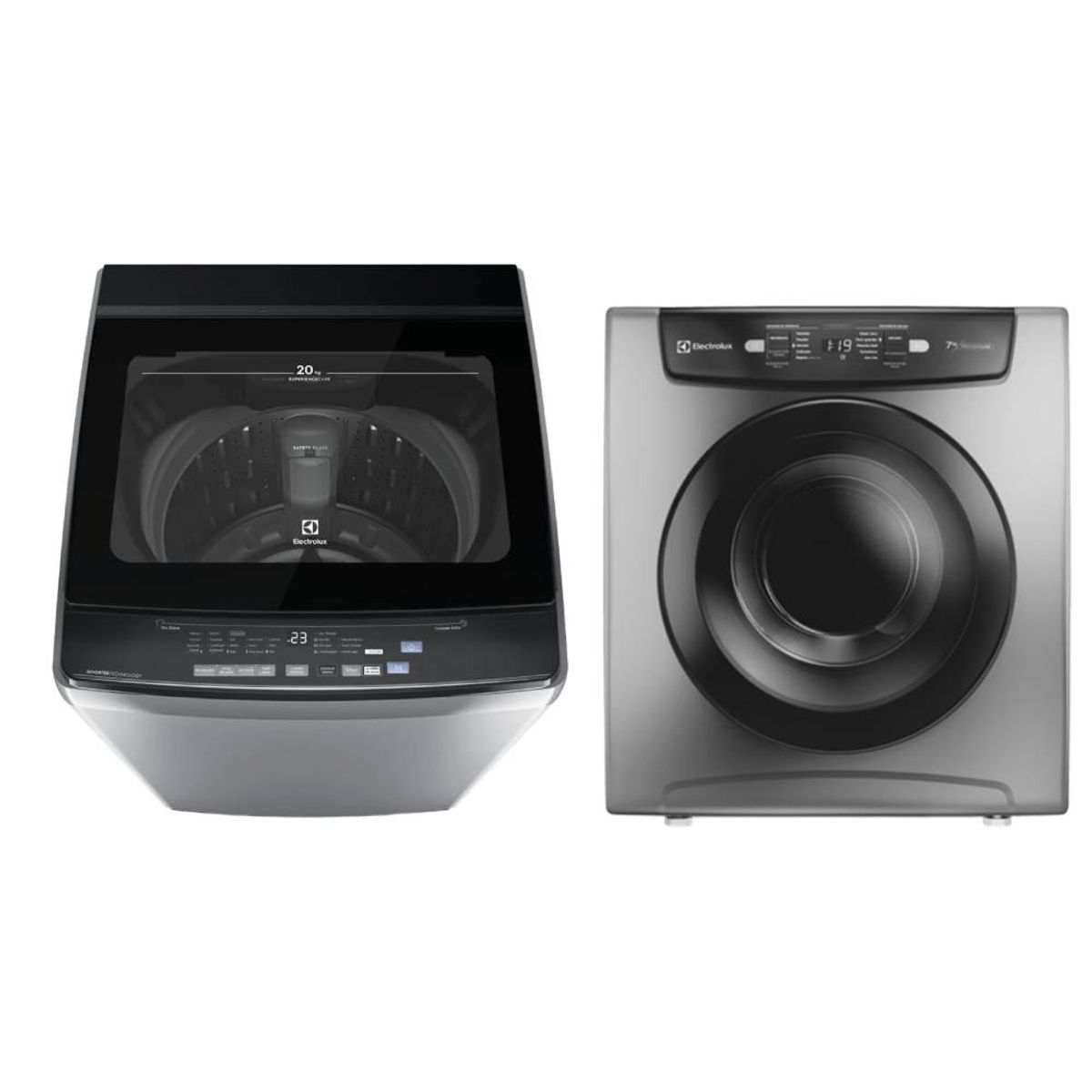 ELECTROLUX - Centro de lavado Electrolux Lavadora 20kg EWIJ20F2XSYG + Secadora de ropa 7Kg EDEJ07D2JSYG