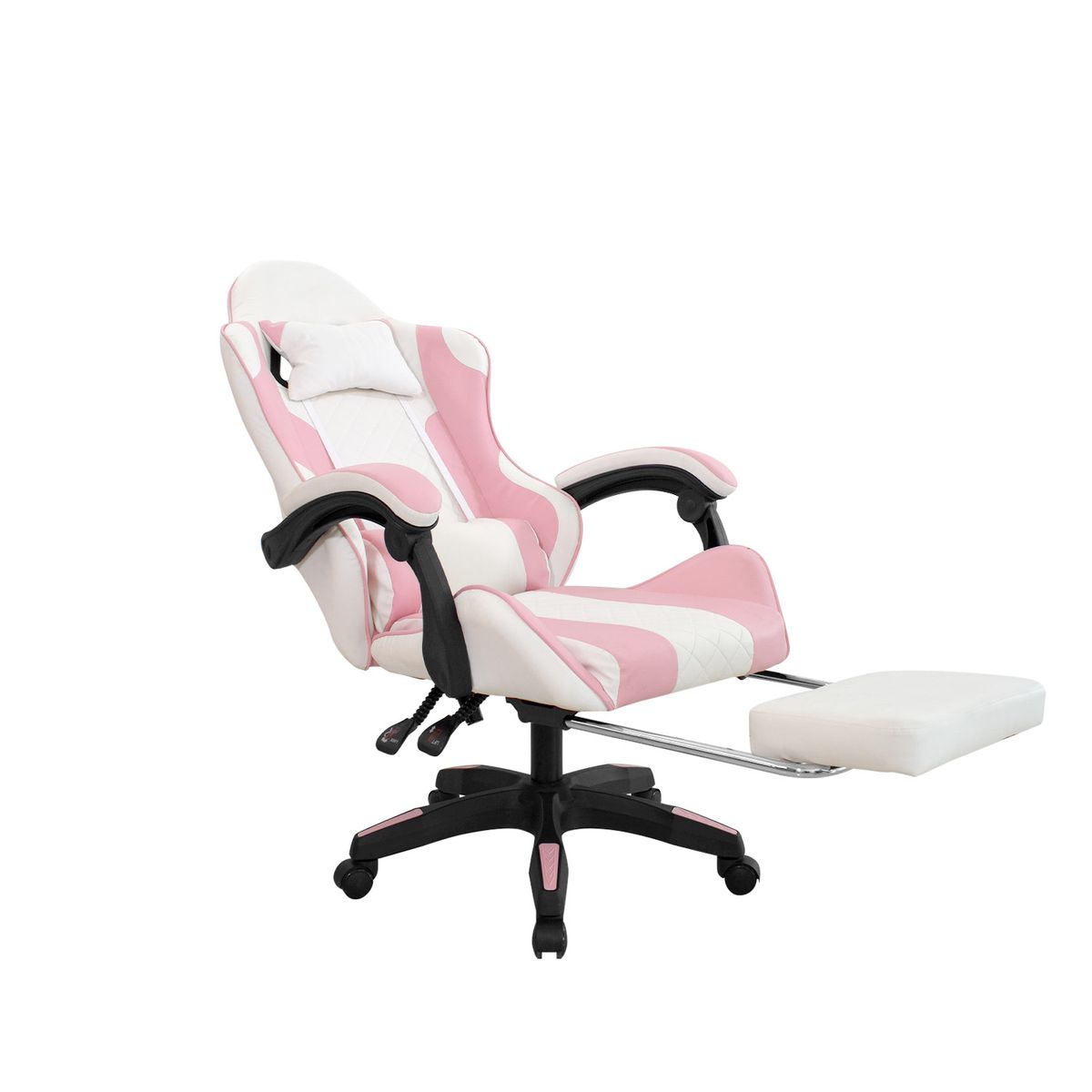 BONNO - Silla Gamer con Reposapiés BYD Blanco/Rosa Bonno