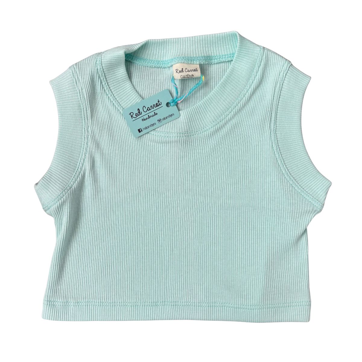 RED CARROT - Top niña algodon rib verde agua