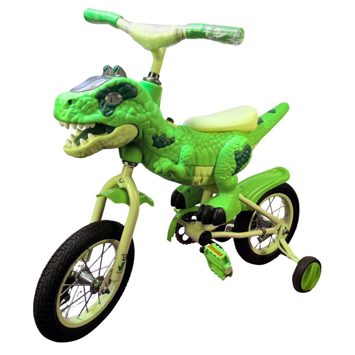 GENERICO - BICICLETA  DINO T-REX CON BLUETOOTH VERDE PARA NIÑOS