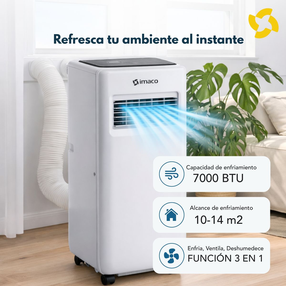 IMACO -  Aire acondicionado portátil 7000 BTU AC7007 Imaco