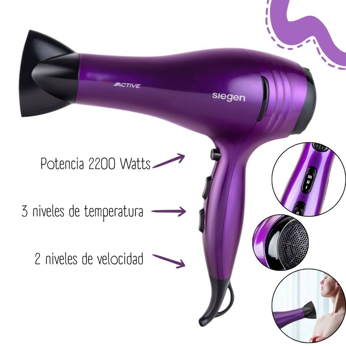 SIEGEN - Tricombo Siegen Secadora SG3031 + Alisadora SG4700 + Rizadora SG2502