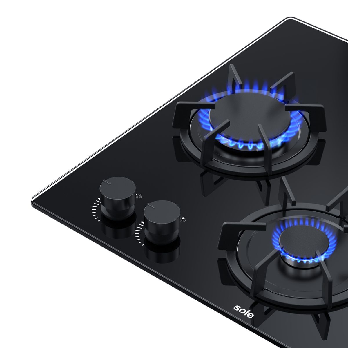 SOLE - COMBO SOLE 1719 Encimera Rubí Vidrio + Camp Extractora Roma Inox