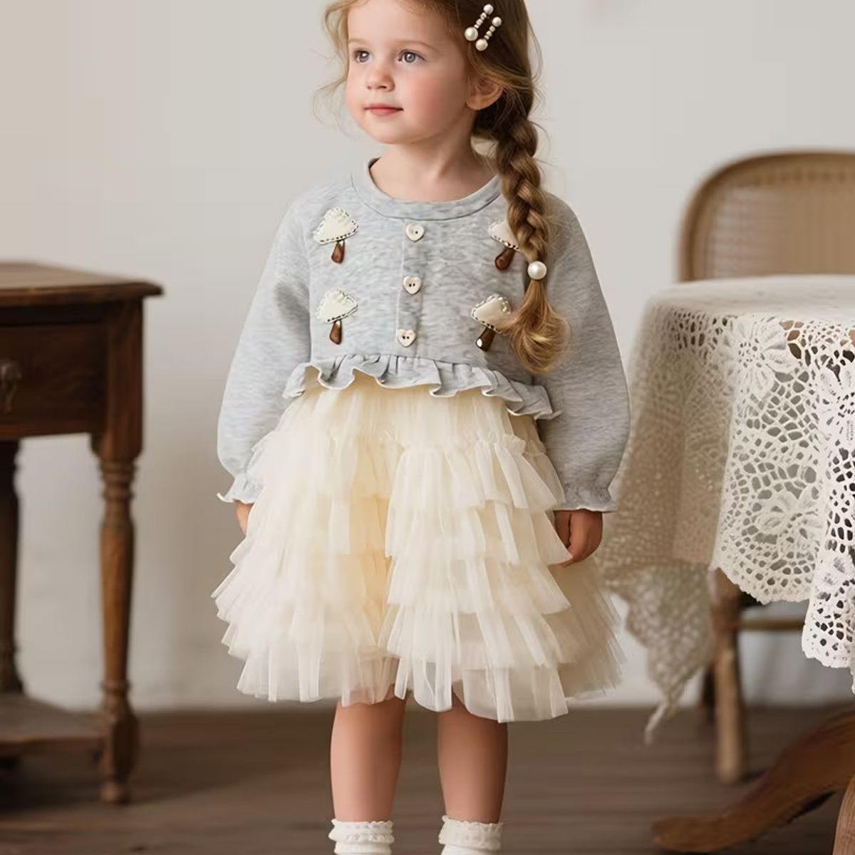 GENERICO - VESTIDO PARA NIÑA CASUAL DE DISEÑO DE PALETITA