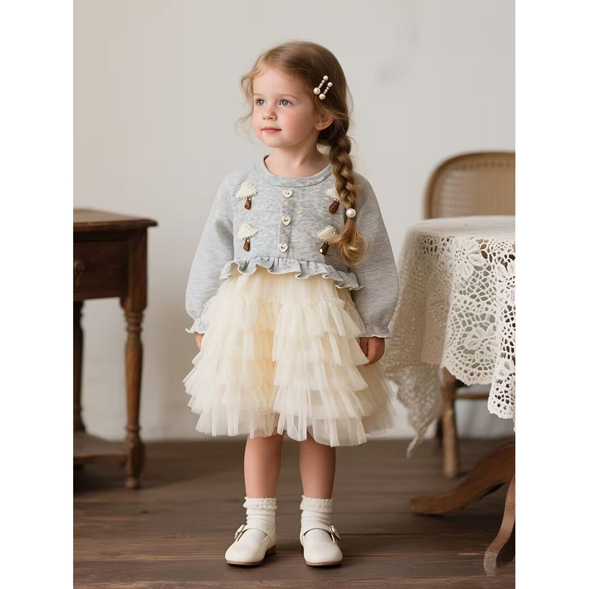 GENERICO - VESTIDO PARA NIÑA CASUAL DE DISEÑO DE PALETITA