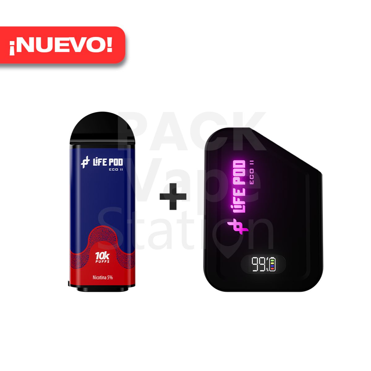 VAPE STATION - Pack Life Pod Eco II - 10000 Puffs - Blueberry Strawberry