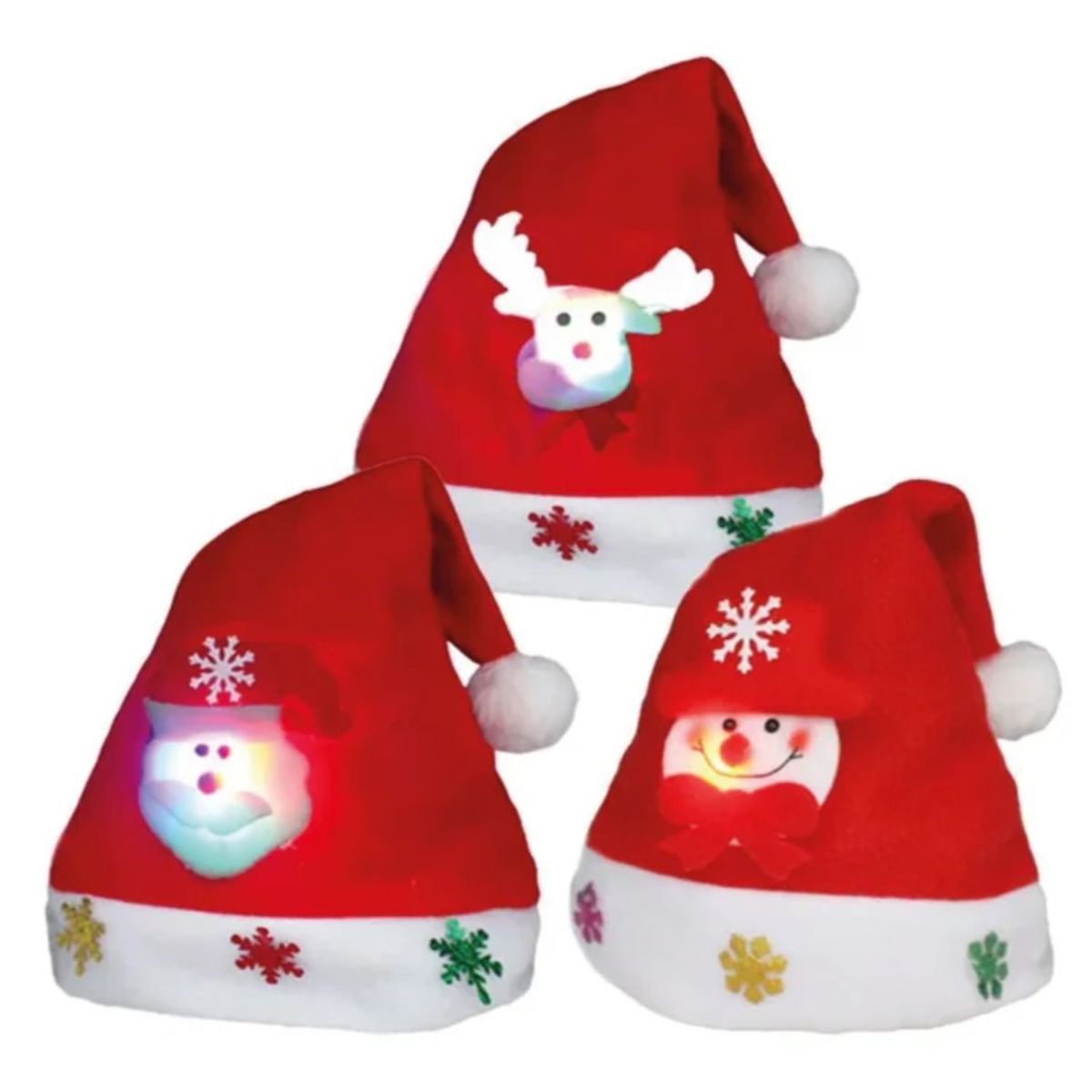 GENERICO - Pack 6 Gorro Navideño Con Luces 26x34cm