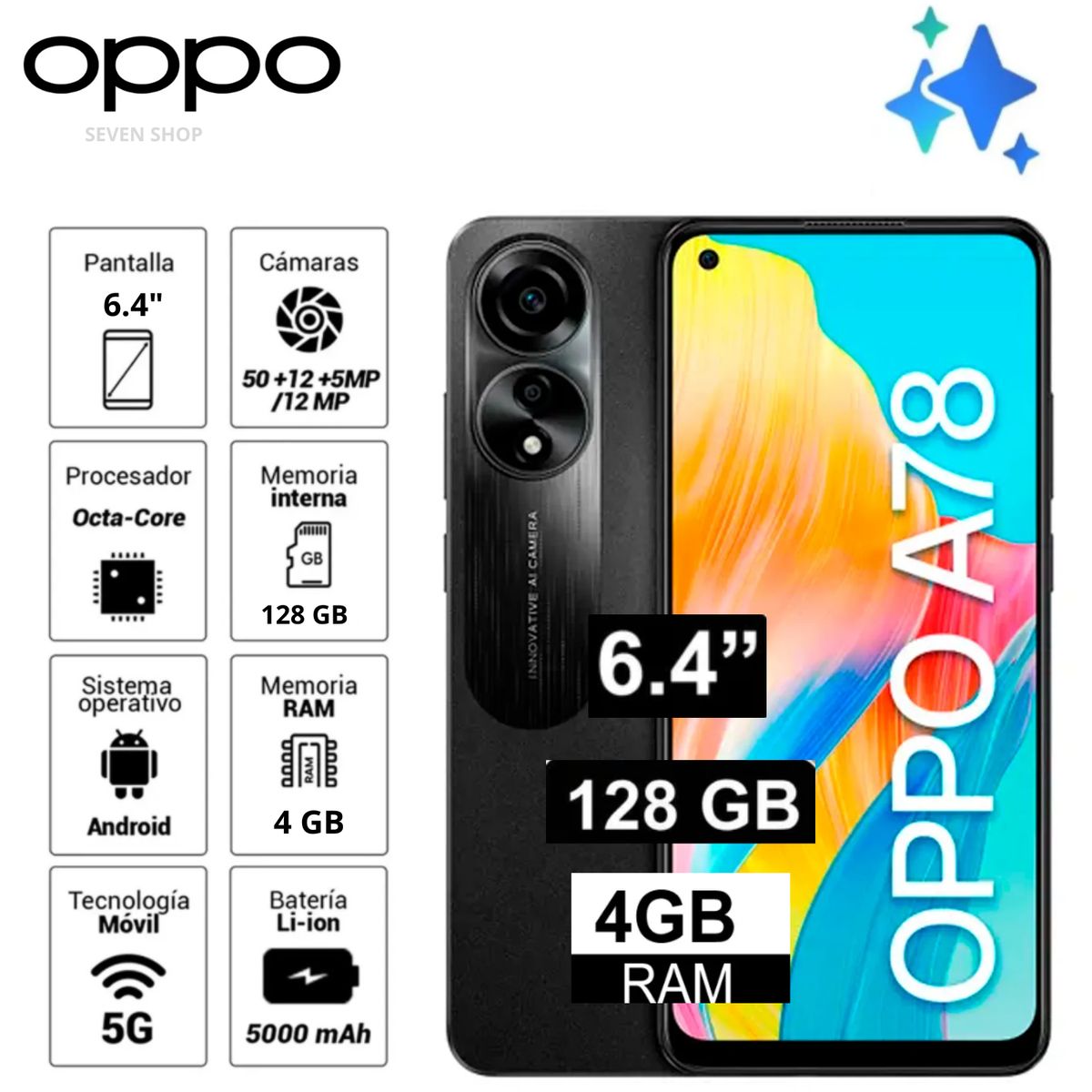 OPPO - A78 4GB +128gb - NEGRO