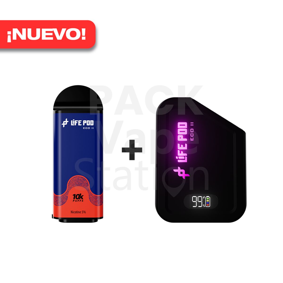 VAPE STATION - Pack Life Pod Eco II - 10000 Puffs - Blueberry Watermelon