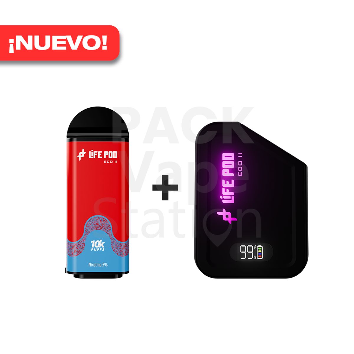 VAPE STATION - Pack Life Pod Eco II - 10000 Puffs - Cherry Lime Ice