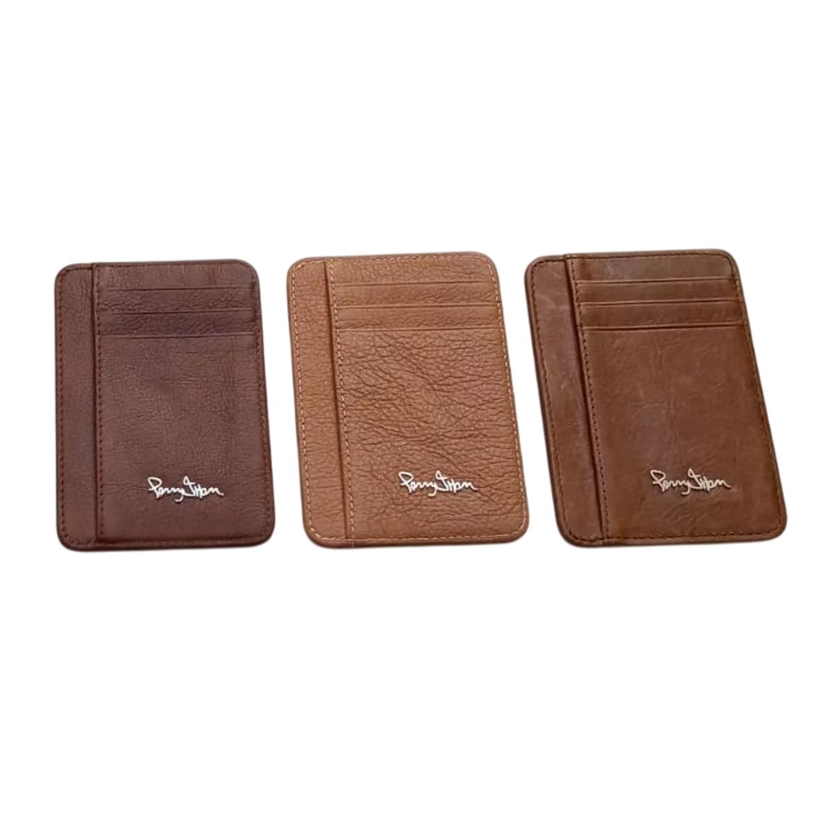PERRY JHAN - Tarjetero minimalista de Cuero