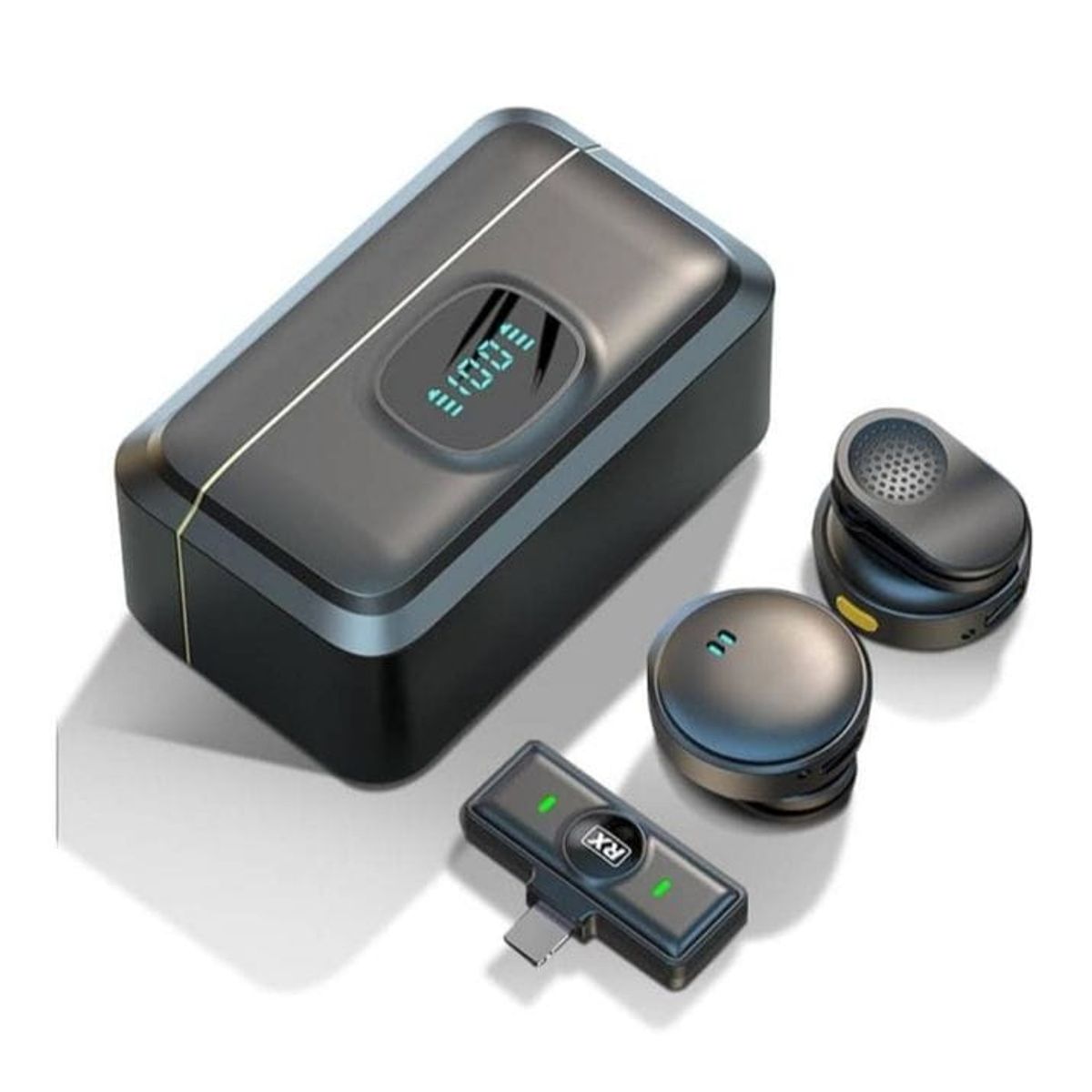 ROMAX - Micrófono Solapero Imantado  Lightning con Cancelacion de Ruido