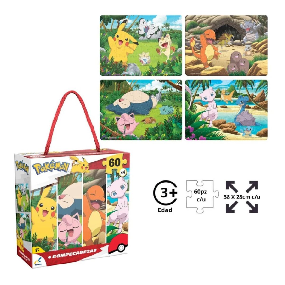 POKEMON - Novelty Rompecabeza De Pokemon 4 En 1 Surtido