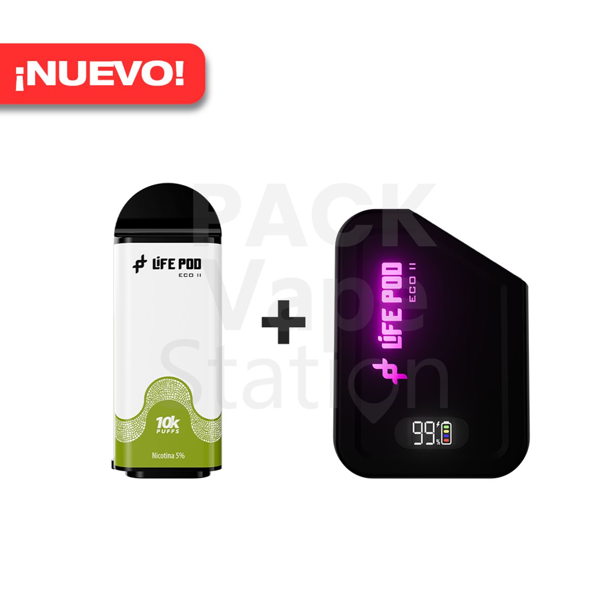 VAPE STATION - Pack Life Pod Eco II - 10000 Puffs - Coconut Water Ice