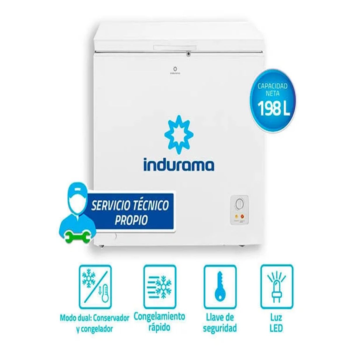 INDURAMA - CONGELADORA INDURAMA DEFROST 198LT CI-220BL BLANCO