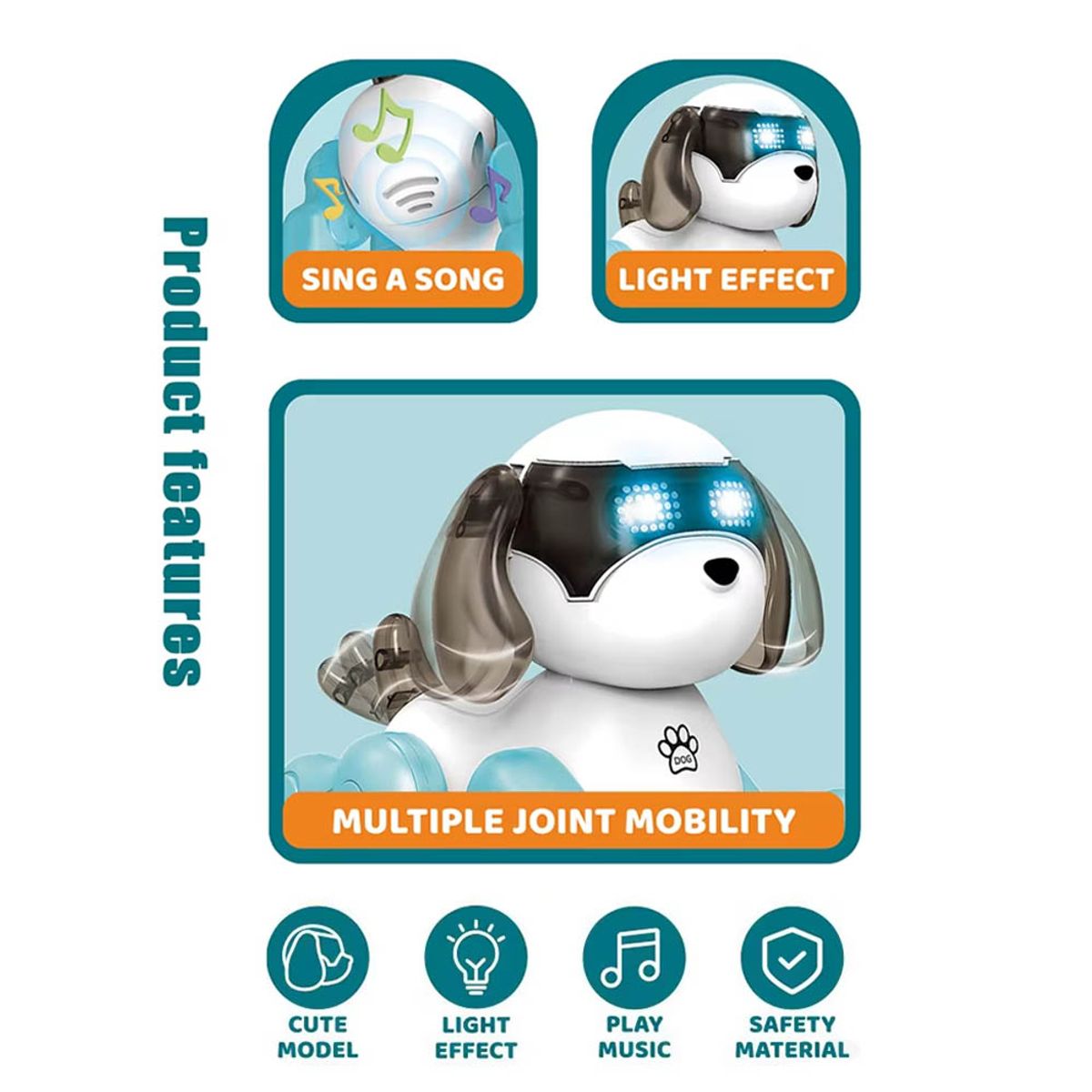 OEM - Perro Robot Musical Dance con Luces Rosa