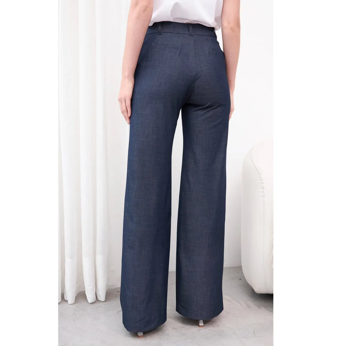 TEILOR - Pantalon Palazzo Denim Algodon De mujer