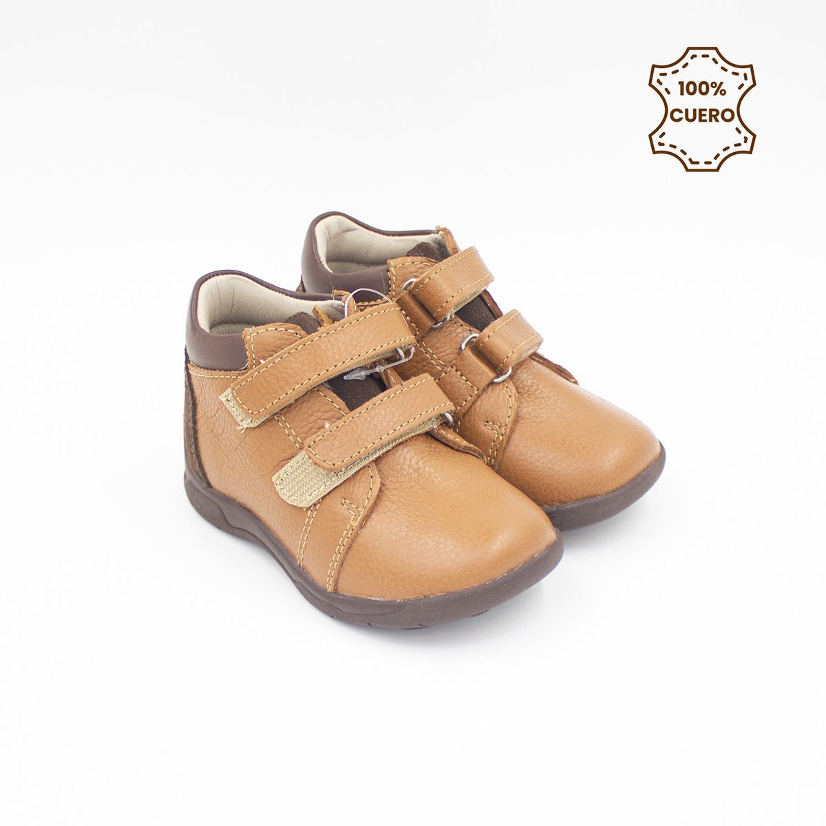 FAR WEST - Zapatos Botines Primeros Pasos Pega Pega Niño Juan Cuero Natural