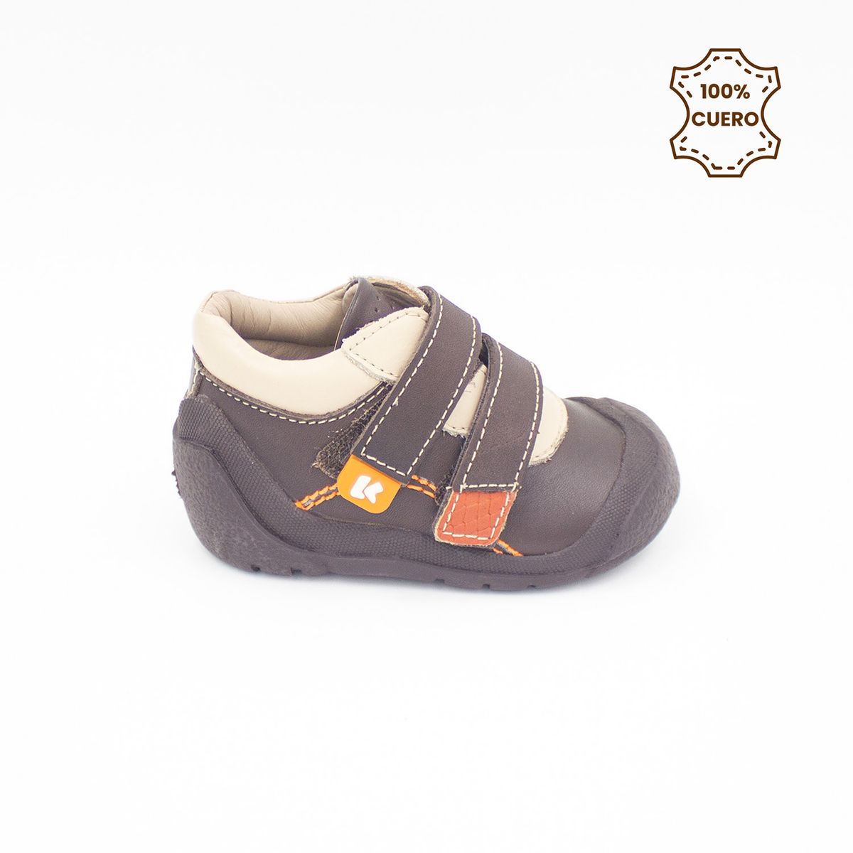 KONE - Zapatos Botines Primemos Pasos Pega Pega Niño Will Cuero Marrón