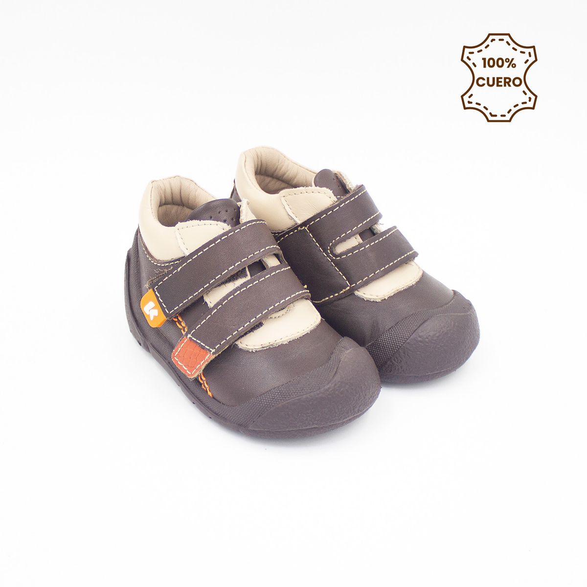 KONE - Zapatos Botines Primemos Pasos Pega Pega Niño Will Cuero Marrón