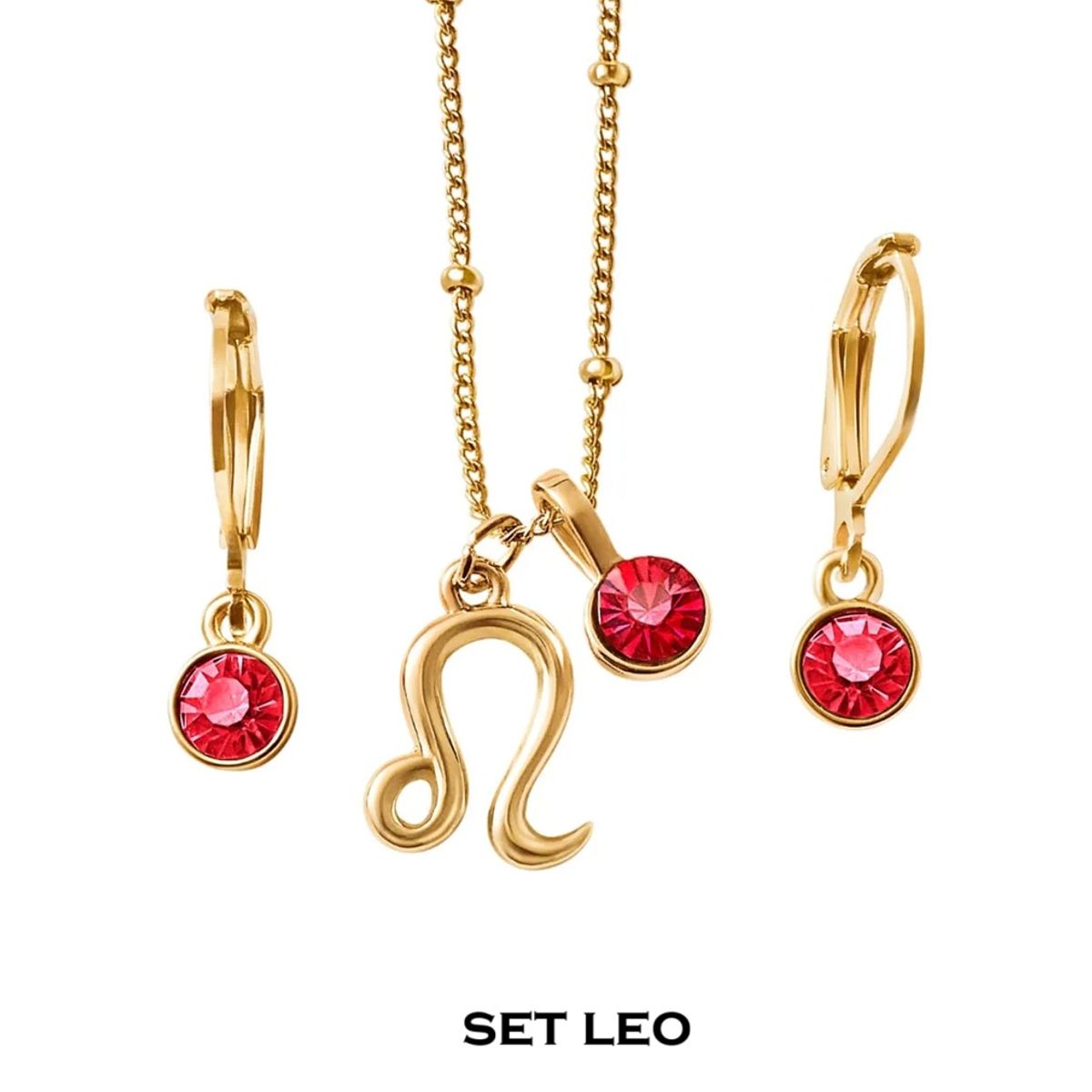 ESIKA - Set Collar + Aretes LEO Signos Zodiacales Baño de Oro 24k y Cristales