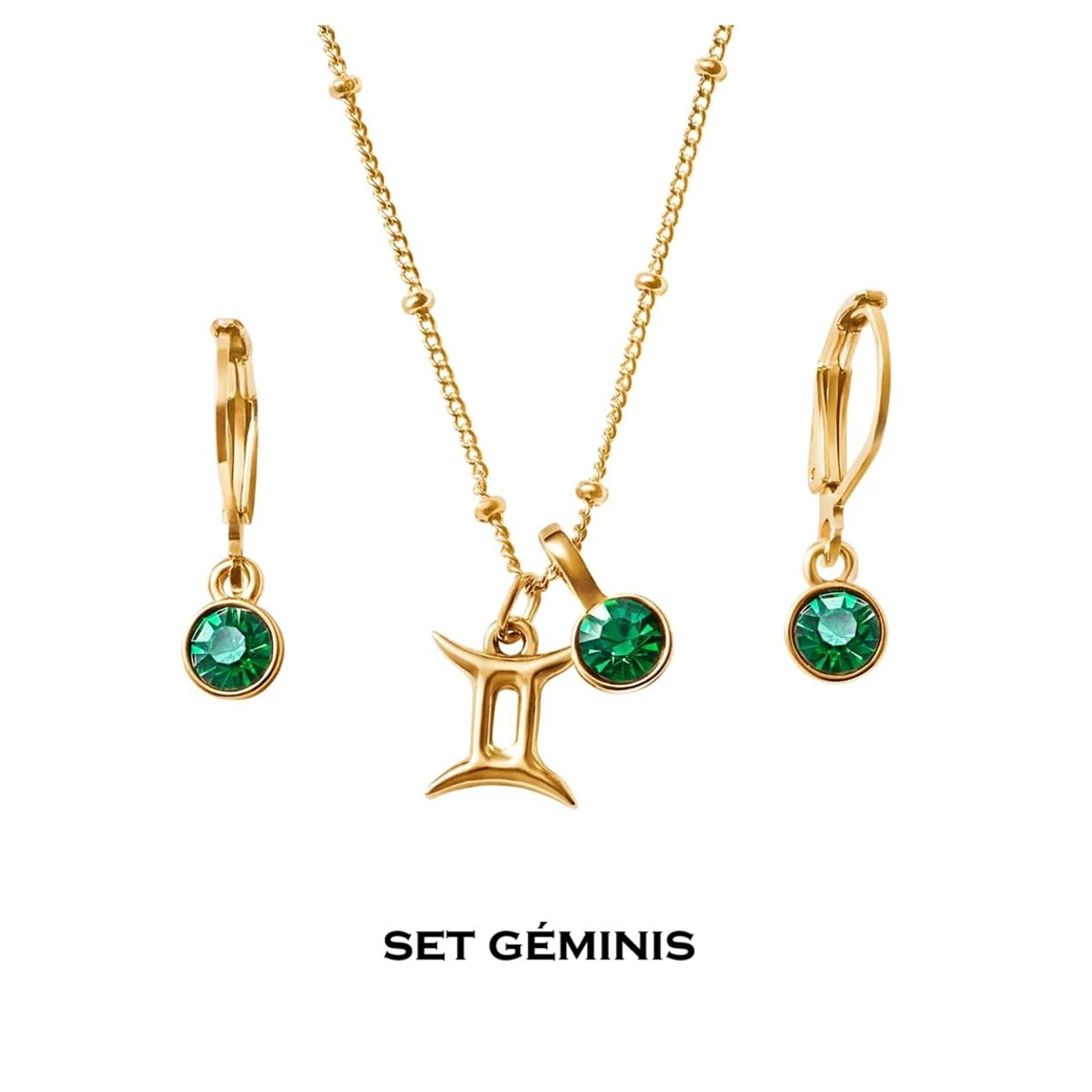 ESIKA - Set Collar + Aretes GEMINIS Signos Zodiacales Baño de Oro 24k y Cristales