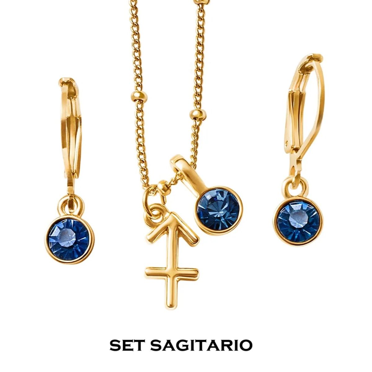 Esika - Set Collar + Aretes SAGITARIO Signos Zodiacales Baño de Oro 24k y Cristales