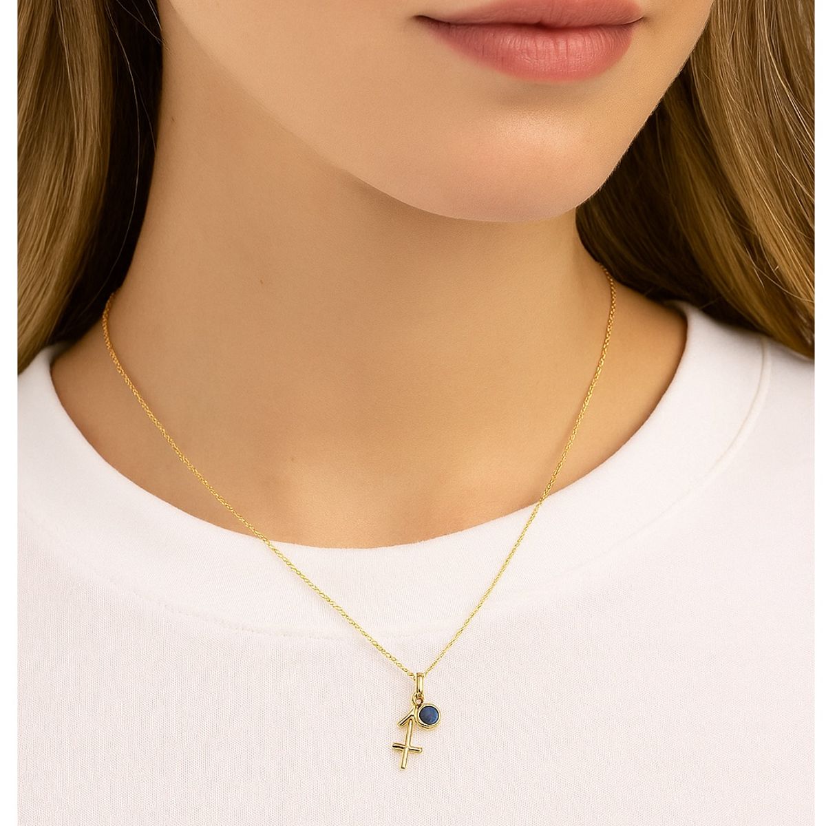Esika - Set Collar + Aretes SAGITARIO Signos Zodiacales Baño de Oro 24k y Cristales