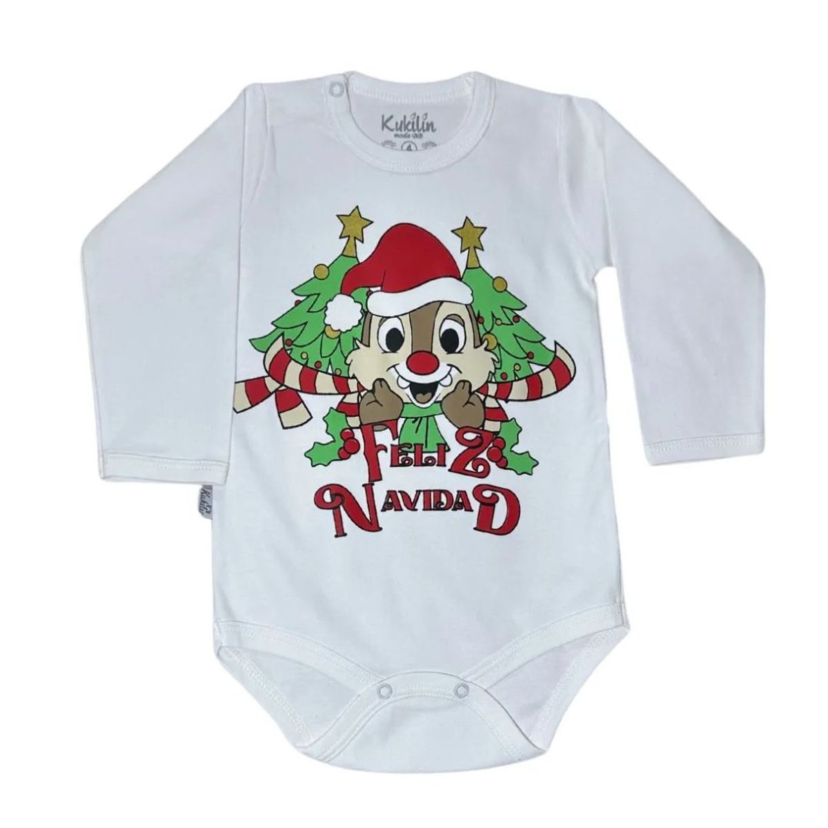 GENERICO - Body Bebé Feliz Navidad blanco Talla 2