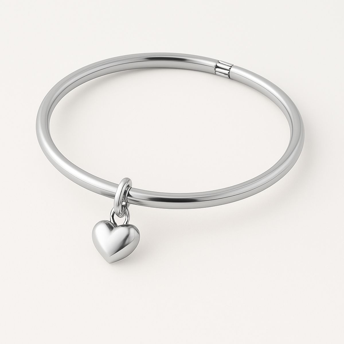 GENERICO - Pulsera Bangle Dorada Corazón Colgante Mujer Acero Inoxidable