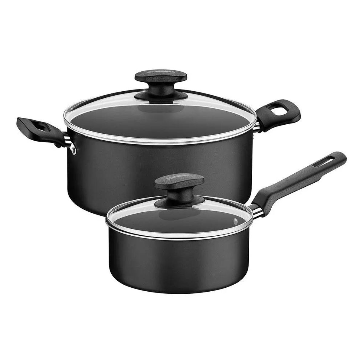 TRAMONTINA - Juego de ollas de cocina de Aluminio Loreto con tapa x 4 piezas (24 cm-18 cm)