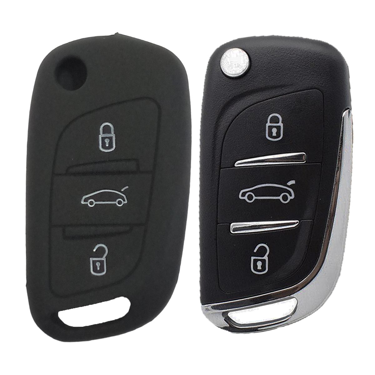 GENERICO - SKSTORE Funda Silicona de Llave Flip 3 Botones para Citroen