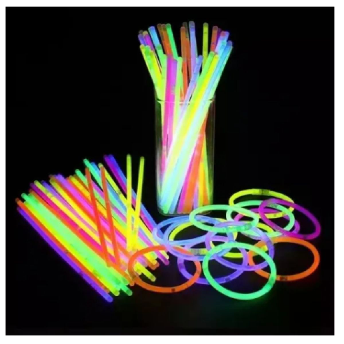 GENERICO - Pack 50 Pulseras Neón + 12 vinchas Accesorios Para Tu Fiesta DIVERSION