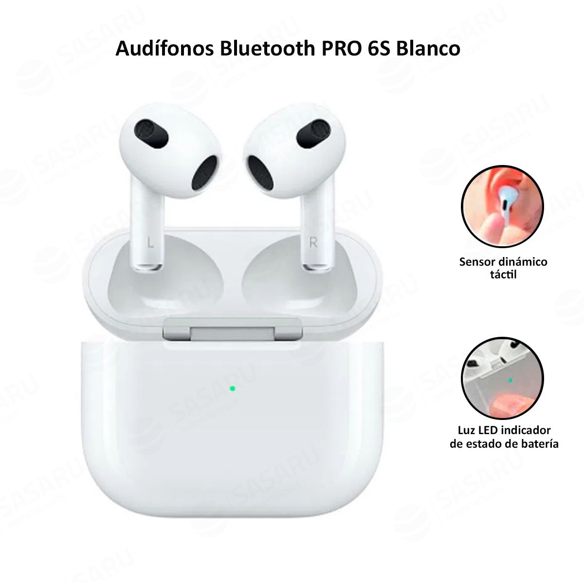 GENERICO - Audífonos Pro 6s con Bluetooth 5.2 Blanco